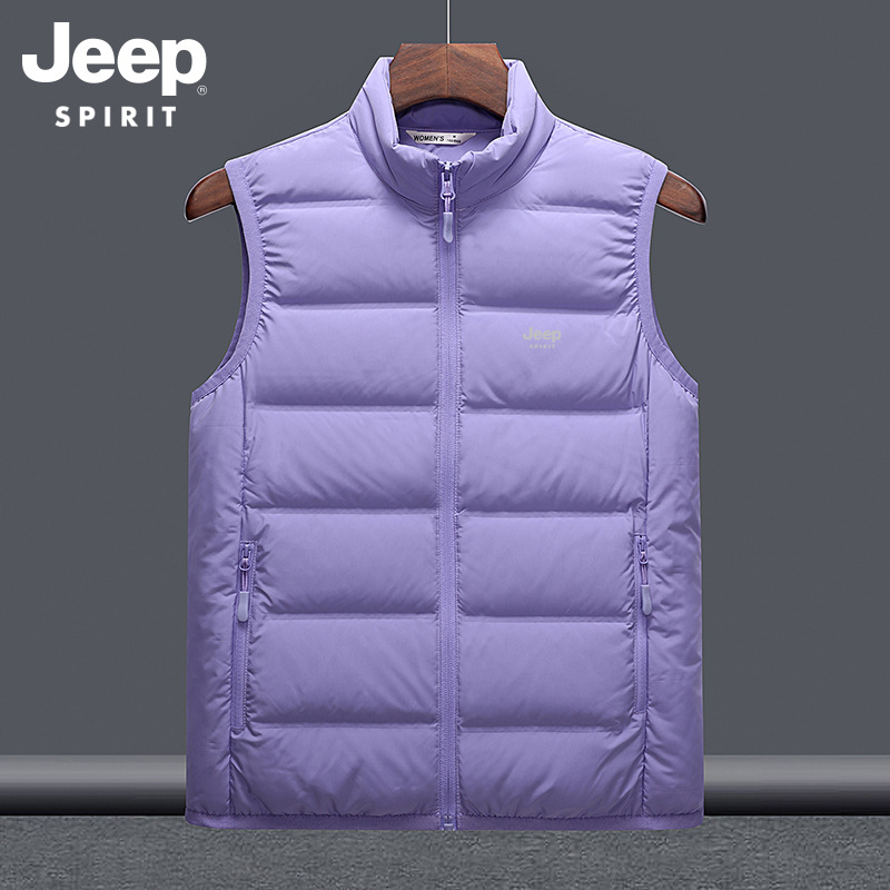 Pūka vesta, brīvs piegriezums, balta pīļu pūka pildījums, augsta apkakle, rāvējslēdzējs