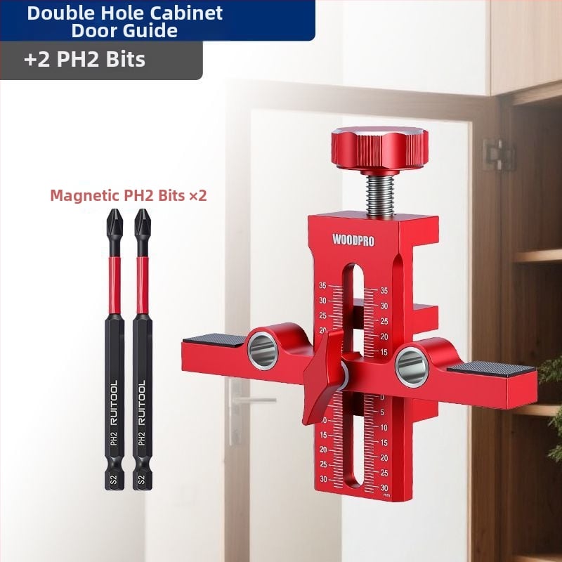Инструмент за монтаж на шкафни врати с двоен отвор — алуминиева сплав, WOODPRO, за домашни шкафове