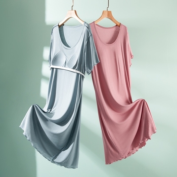 Φόρεμα Modal με ενσωματωμένη επένδυση στήθους, Α-γραμμή, στρογγυλός λαιμός, 90–95% ινώδη Modal