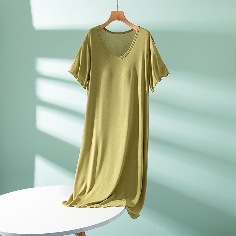 Φόρεμα Modal με ενσωματωμένη επένδυση στήθους, Α-γραμμή, στρογγυλός λαιμός, 90–95% ινώδη Modal