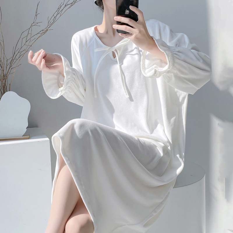 Νυχτικό Island Velvet με Panda print, φλις επένδυση, μακριά μανίκια, μεσαίου μήκους