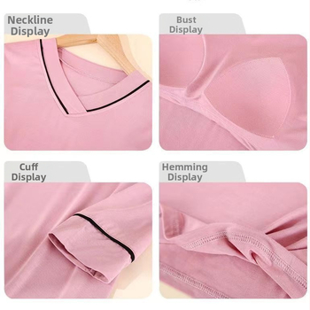 Νυχτερινό φόρεμα Modal με μακριά μανίκια και ενσωματωμένες cups στήθους, ένα κομμάτι, άνετη γραμμή, μήκος πάνω από το γόνατο