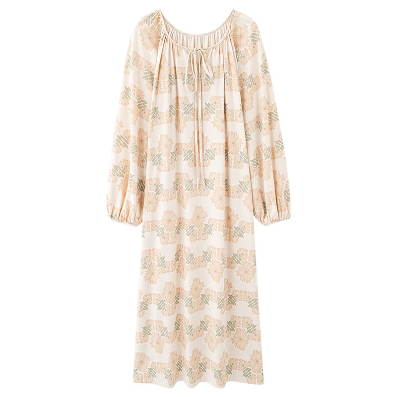 Νυχτερινή ρόμπα από πλεκτό βαμβάκι, μακριά μανίκια, στρογγυλός λαιμός, άνετη εφαρμογή, μακρύ μήκος (βάρος υφάσματος 181–200 g/m²)