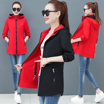 Női reverszibilis széldzseki középméretű, kapucnival, hosszú ujjú, poliester ≥95%, cipzár és csipke részletek