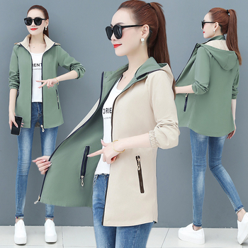 Női reverszibilis széldzseki középméretű, kapucnival, hosszú ujjú, poliester ≥95%, cipzár és csipke részletek