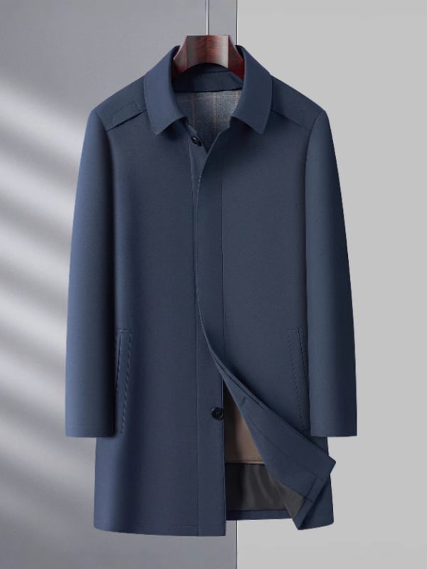 Палто с сваляема яка, ревър, едноредово закопчаване, дебел зимен модел, външен milk silk плат с 25% вълна, подплата 100% памук