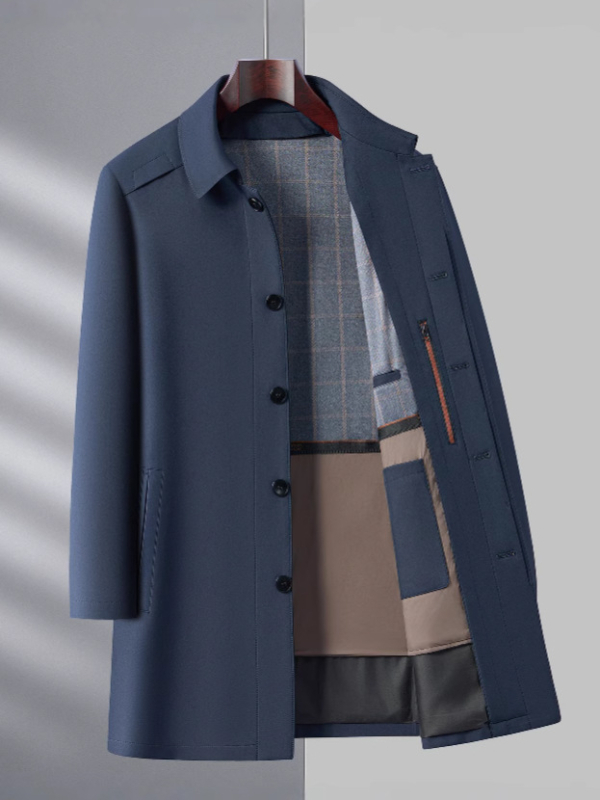 Палто с сваляема яка, ревър, едноредово закопчаване, дебел зимен модел, външен milk silk плат с 25% вълна, подплата 100% памук