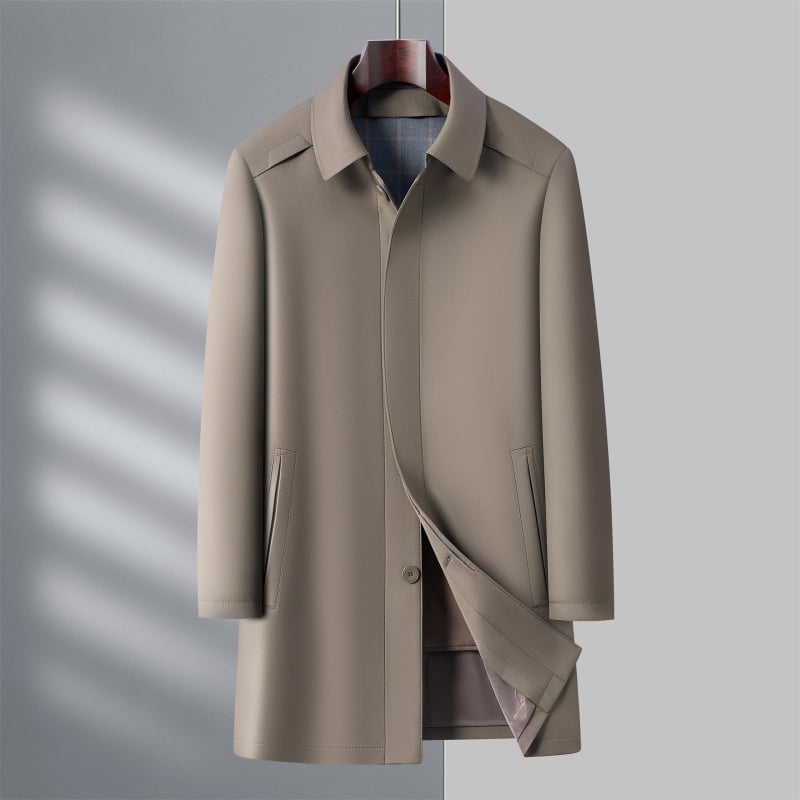 Палто с сваляема яка, ревър, едноредово закопчаване, дебел зимен модел, външен milk silk плат с 25% вълна, подплата 100% памук