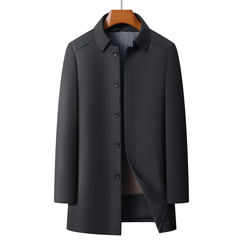 Палто с сваляема яка, ревър, едноредово закопчаване, дебел зимен модел, външен milk silk плат с 25% вълна, подплата 100% памук