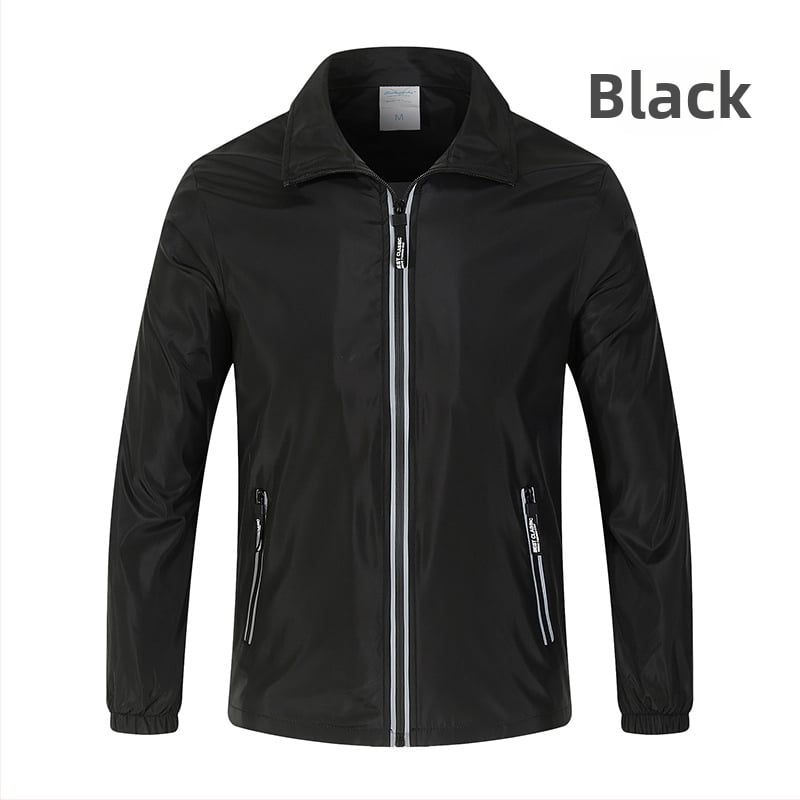 Szélvédő és vízálló kültéri munkaruha dzseki logóval és fényvisszaverő csíkkal, hosszú ujjú, gallér pile-stílusú, Hongkong-stílus, nyár 2022, felnőtt nő