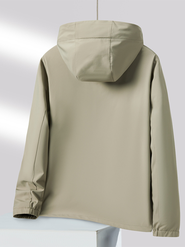 Мъжко спортно ветроустойчиво яке за открити условия - плат 88% найлон, 12% спандекс; качулка, която може да се сваля; ветроустойчиво; дълги ръкави