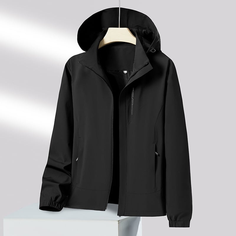 Мъжко спортно ветроустойчиво яке за открити условия - плат 88% найлон, 12% спандекс; качулка, която може да се сваля; ветроустойчиво; дълги ръкави