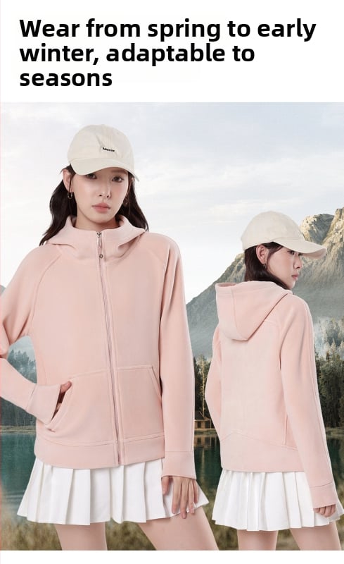 Női kapucnis laza szabású szélvédett kabát flockos textúrával, poliészter–spandex keverék