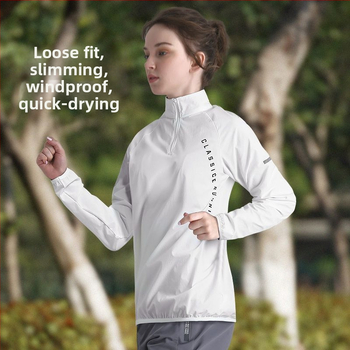 Γυναικεία ζακέτα προπόνησης με μισό φερμουάρ, μακριά μανίκια, πολυεστέρας, γρήγορο στέγνωμα, γιακά polo