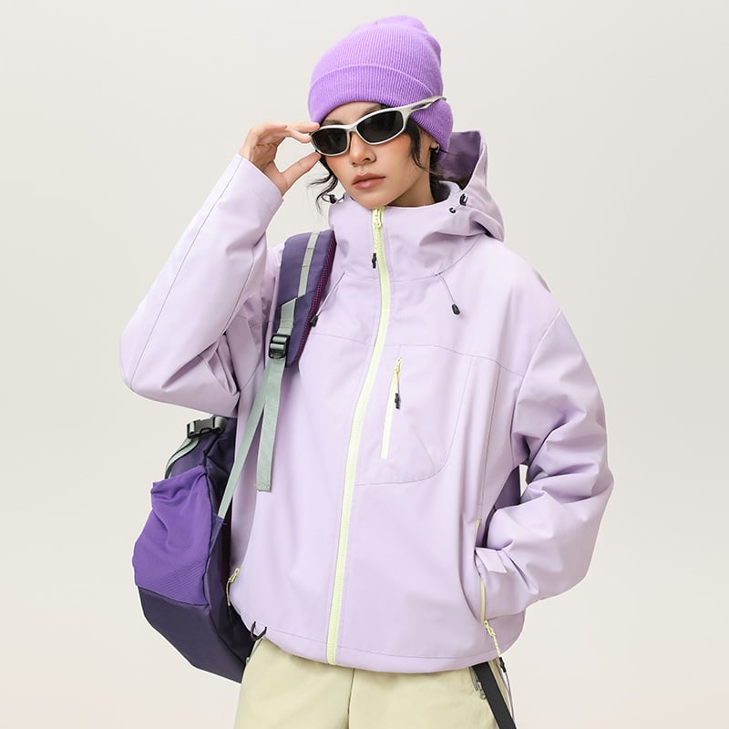 Kapucnis szélálló kabát, egyszínű poliészter anyag, vastag anyag, laza szabás, cipzár elöl