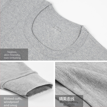 Vīriešu 100% kokvilnas pamata komplekts rudens–ziemas laikam — elpojošs, silts, plāns, vienslāņu termālais apģērbs, 180 g/m²