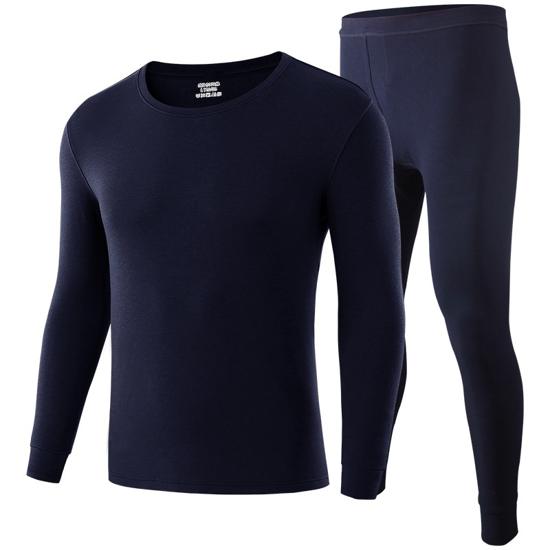 Vīriešu 100% kokvilnas pamata komplekts rudens–ziemas laikam — elpojošs, silts, plāns, vienslāņu termālais apģērbs, 180 g/m²