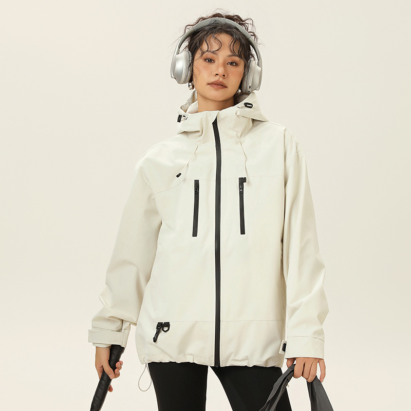 Jakna s kapuljačom, rever ovratnik, zatvarač sprijeda, slobodan kroj (100% poliester)