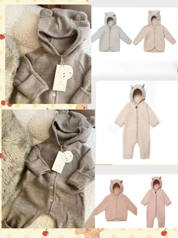 Bērnu komplekts: merino vilnas jaka ar kapuci un rāvējslēdzamu kombinezonu, akrila iekšpuse, mīksta virsma