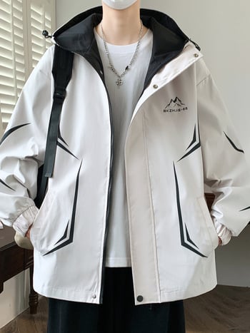 Jakna za tinejdžere s kapuljom, zipom, bez ovratnika, široka silueta, za proljeće i jesen