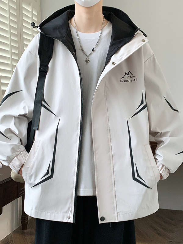 Jakna za tinejdžere s kapuljom, zipom, bez ovratnika, široka silueta, za proljeće i jesen