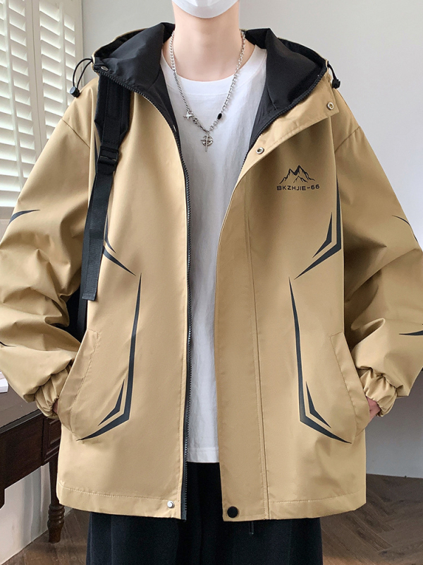 Jakna za tinejdžere s kapuljom, zipom, bez ovratnika, široka silueta, za proljeće i jesen