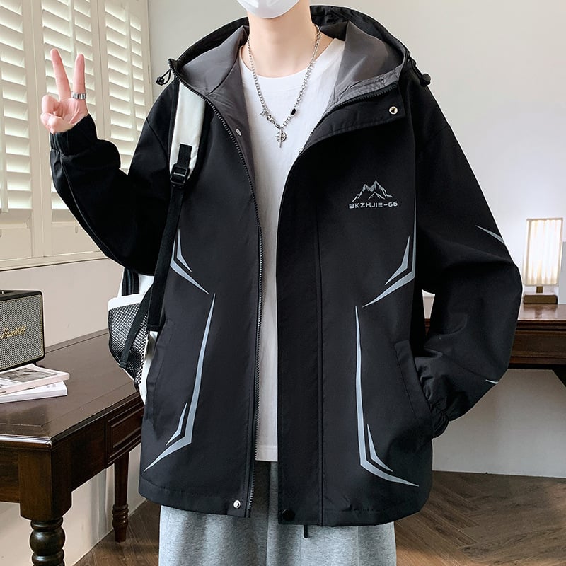 Jakna za tinejdžere s kapuljom, zipom, bez ovratnika, široka silueta, za proljeće i jesen