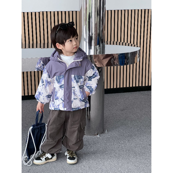 Bērnu Patchwork ziemas jaka, unisex, karikatūras raksts, rāvējslēdzējs, bieza poliestera audums