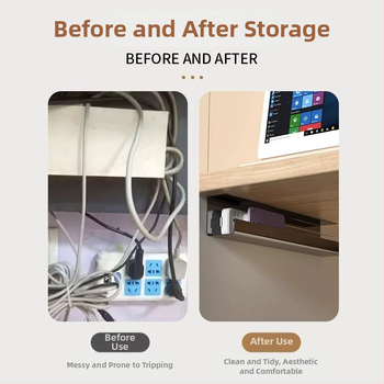 Zem galda kabelu pārvaldības plaukts — plastmasas, mūsdienīgs minimālisms (Materiāls: plastmasa; Stils: mūsdienīgs minimālisms; Izlaidums: 2025; Uzglabāšanas scenāriji: darbvirsma, viesistaba; Zīmols: Friendly)