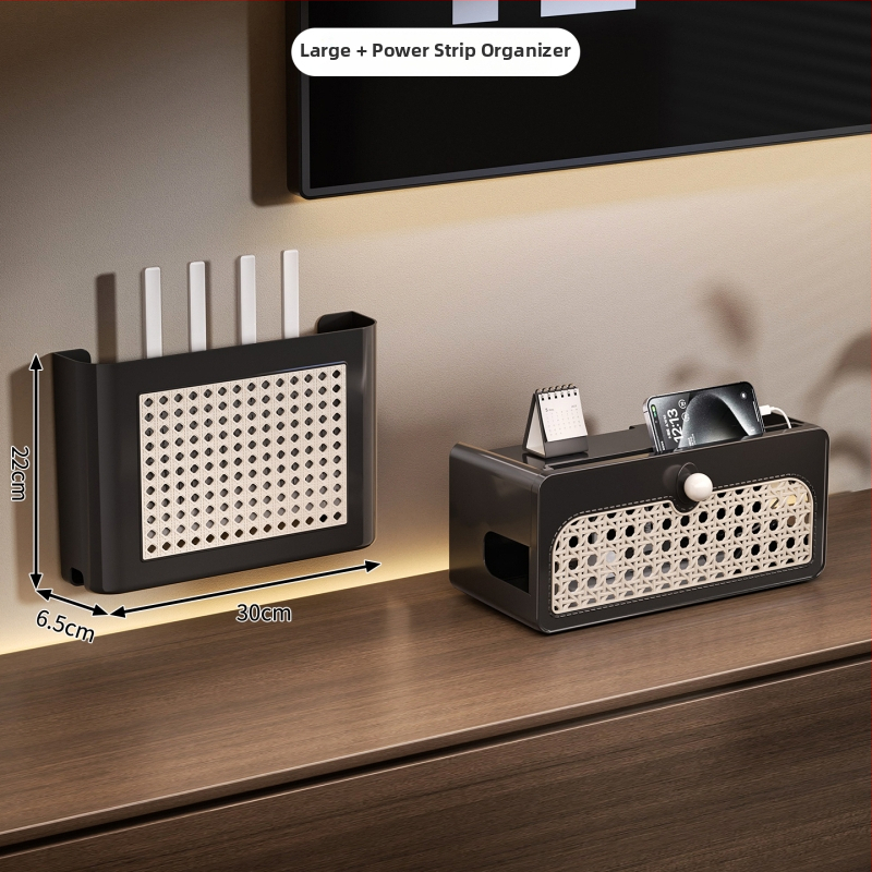 Wi-Fi router kutija za pohranu u vintage stilu, zidni ormarić za TV, polica za set-top box i upravljanje kabelima
