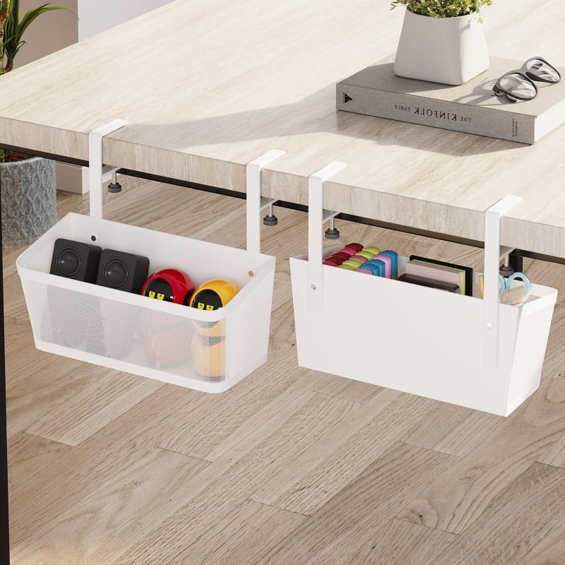 Органайзер за кабели под бюрото за компютър, карбонова стомана, настолен монтаж, 1 слой, настолен склад