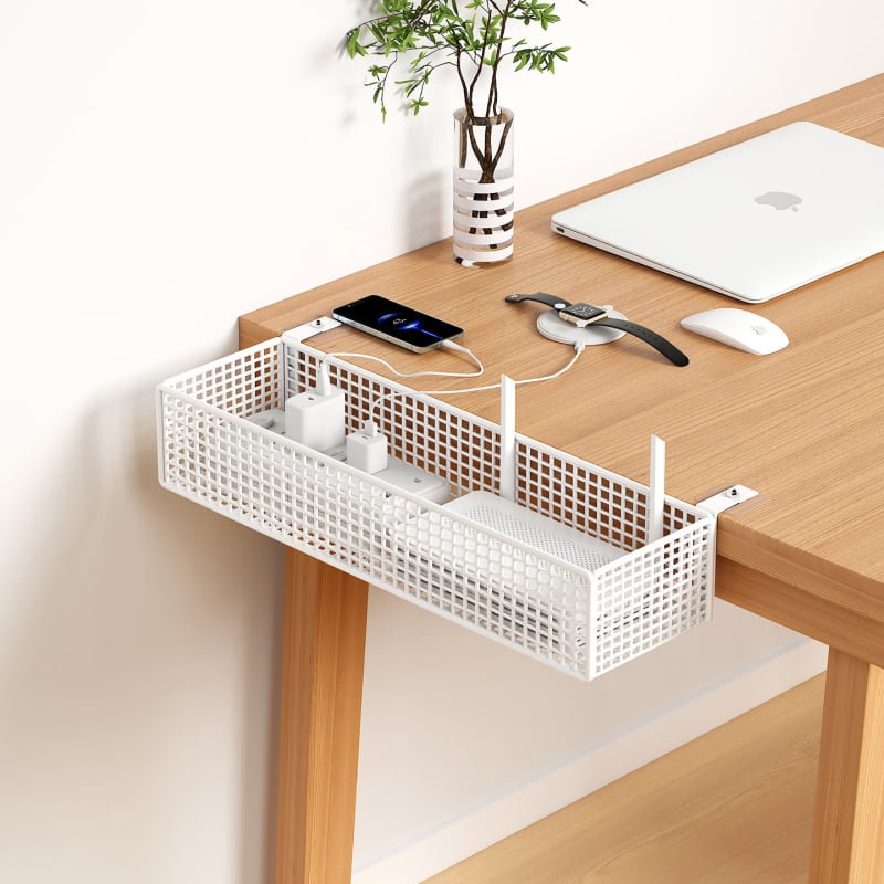 Organizator kablova ispod stola — željezni, montaža bez bušenja, 1 razina, uredska organizacija, otpornost na vlagu