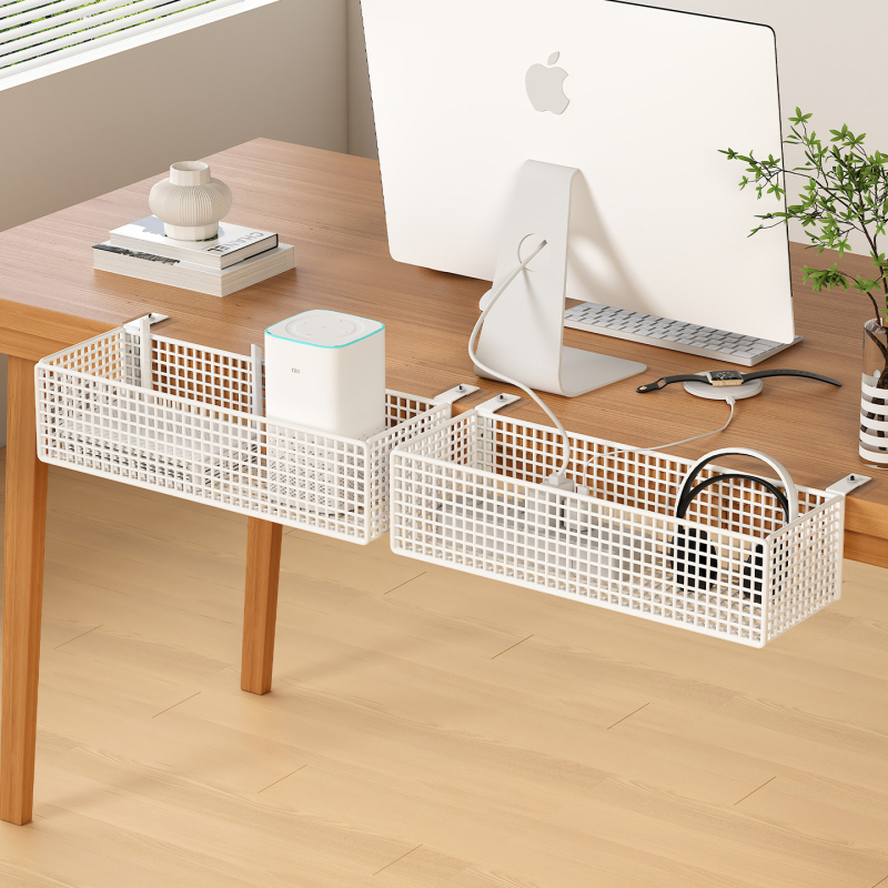 Organizator kablova ispod stola — željezni, montaža bez bušenja, 1 razina, uredska organizacija, otpornost na vlagu