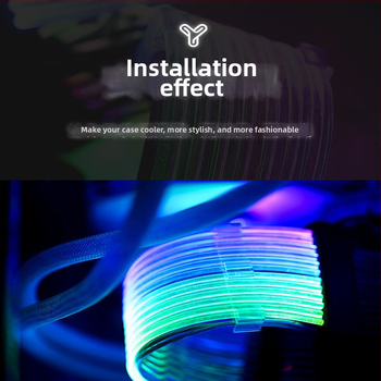 ARGB paplašināšanas kabelis sinhronizācijai, 24PIN interfeiss, 2×8P un 3×8P savienojumi, vara vadītājs, 305 mm garums