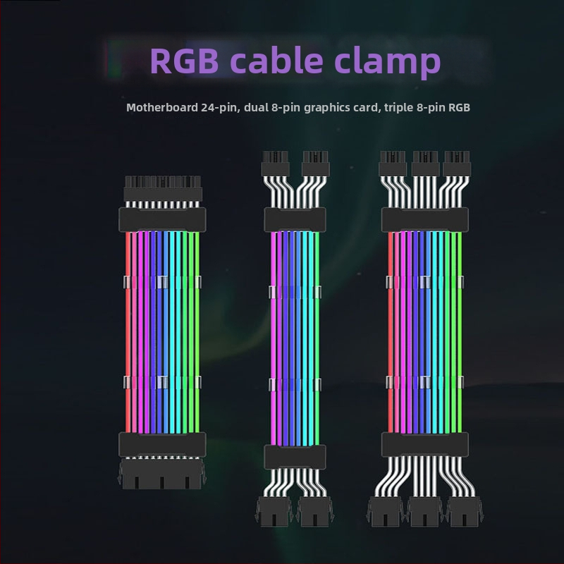 ARGB predlžovací kábel s synchronizáciou, 24-pin adaptér, z 2×8-pin na 3×8-pin, gradientný dúhový efekt pre grafickú kartu a základnú dosku