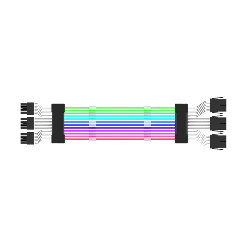 ARGB paplašināšanas kabelis sinhronizācijai, 24PIN interfeiss, 2×8P un 3×8P savienojumi, vara vadītājs, 305 mm garums