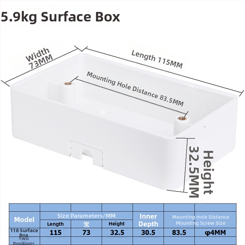 146 mudeli lüliti-pistikapp koos ühenduskarbiga, pinnapealne paigaldus, 86-tüüp, tulekindel