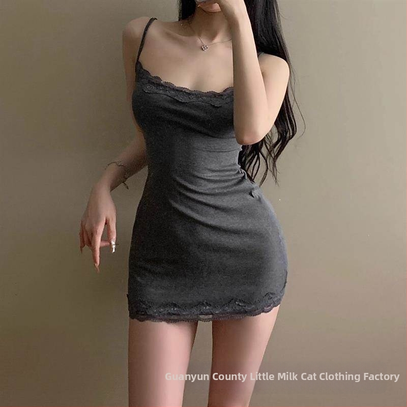 Φόρεμα slip από Modal με δαντέλα patchwork, U‑λαιμό, κοντό μήκος, αναπνεύσιμο ύφασμα για ύπνο