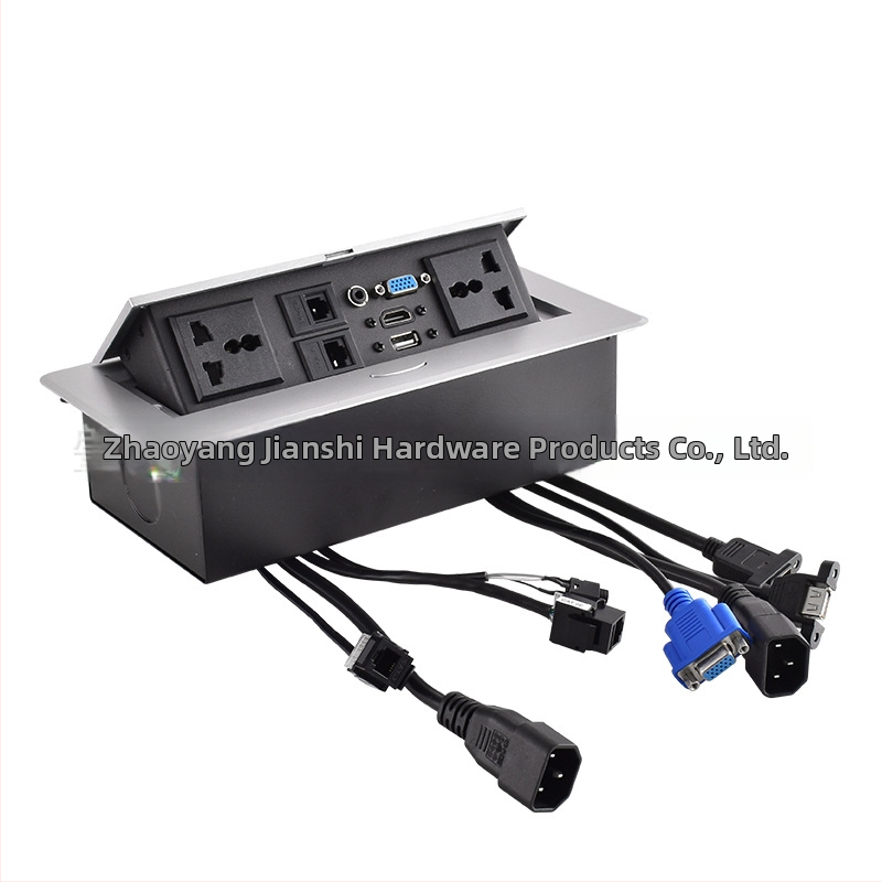 Vybúvacia vstavaná multifunkčná stolová zásuvka, značka Jian shi, inštalácia na stole