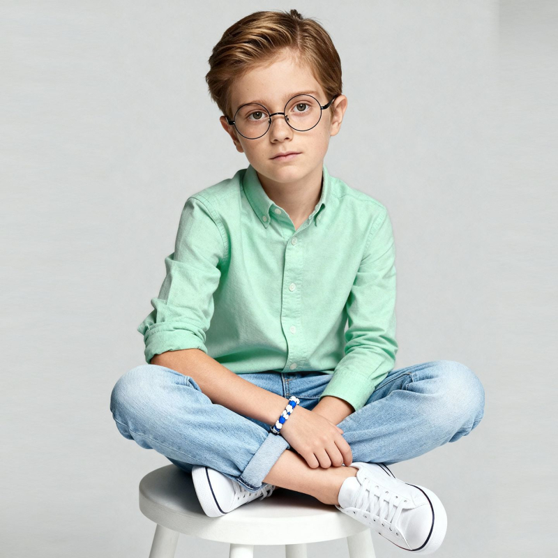 Bērnu oksforda kokvilnas krekliņš, garas piedurknes, smailā apkakle, 100% kokvilna, ikdienas akadēmiskais stils