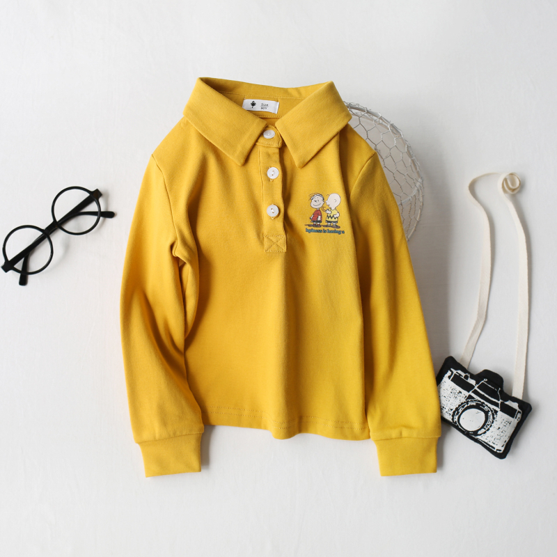 Bērnu polo krekliņš pavasarim un rudens, kolēģijas stils, ar apkakli, garas piedurknes, 95% kokvilna