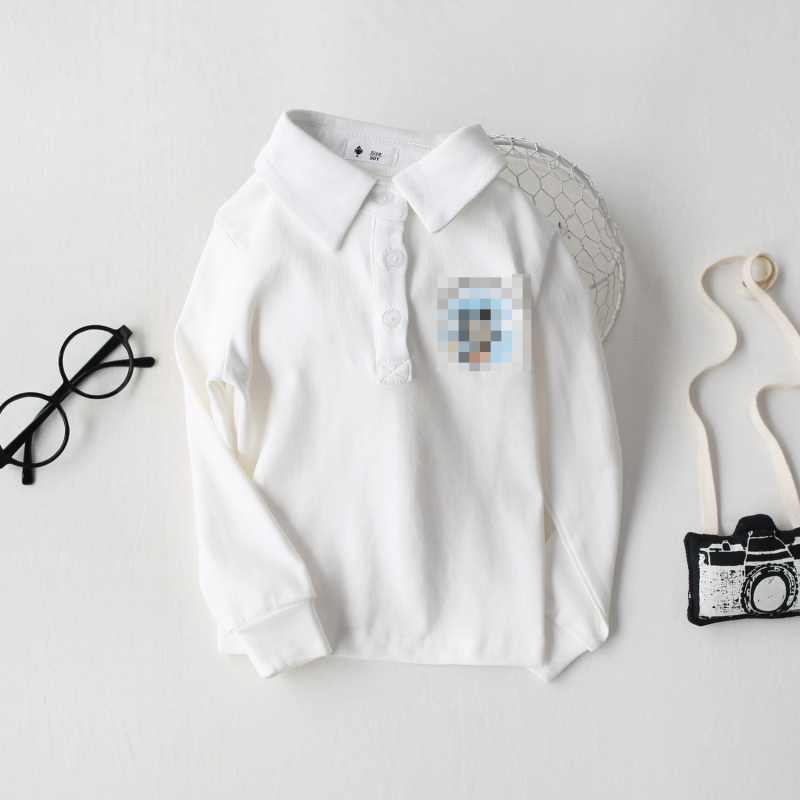 Bērnu polo krekliņš pavasarim un rudens, kolēģijas stils, ar apkakli, garas piedurknes, 95% kokvilna