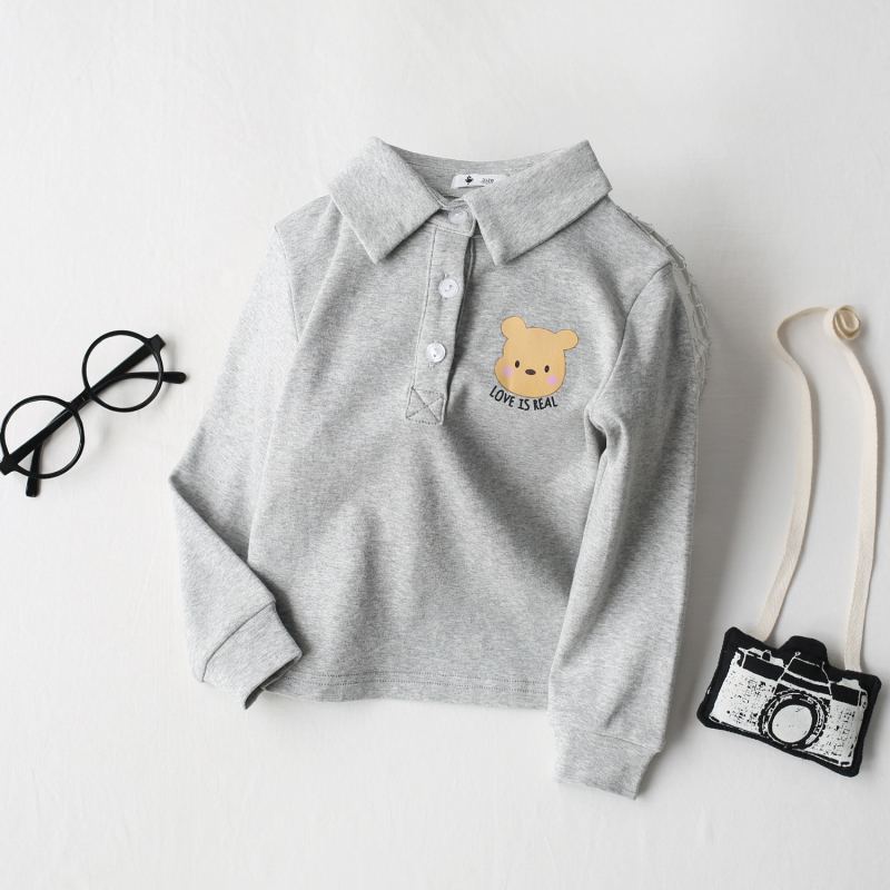 Bērnu polo krekliņš pavasarim un rudens, kolēģijas stils, ar apkakli, garas piedurknes, 95% kokvilna