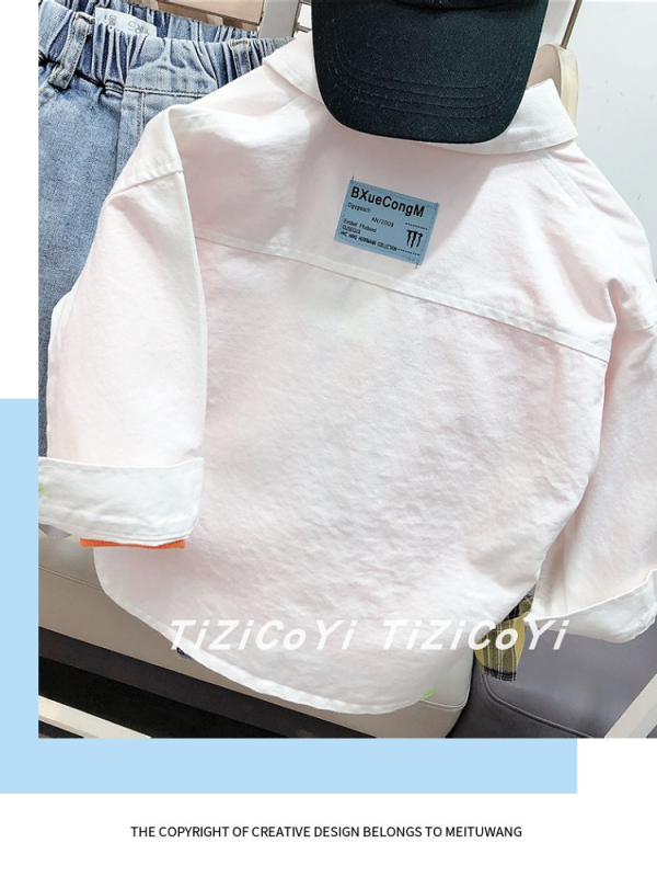 Bērnu krekliņš ar garām piedurknēm korejiešu stilā, 50% kokvilnas, pavasaris 2022