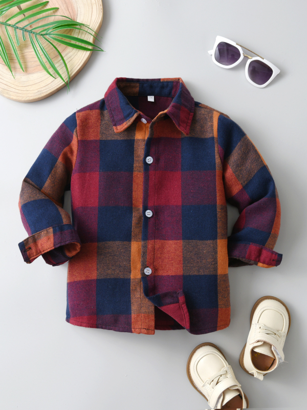 Zēnu garās piedurknes krekls ar rakstu karos, 80% kokvilna, brīvā laika stils (3-8 gadi)