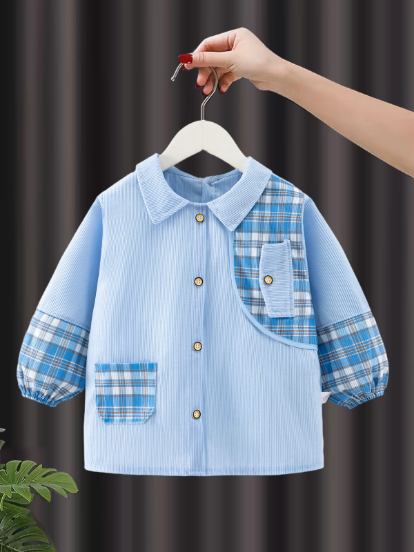 Atgriezenisks bērnu smoks ar garajām piedurknēm, ūdensizturīgs, režģa raksts, kristāla velūrs, poliesters, zēniem 1–3 gadi, Mammoth Xiaowai