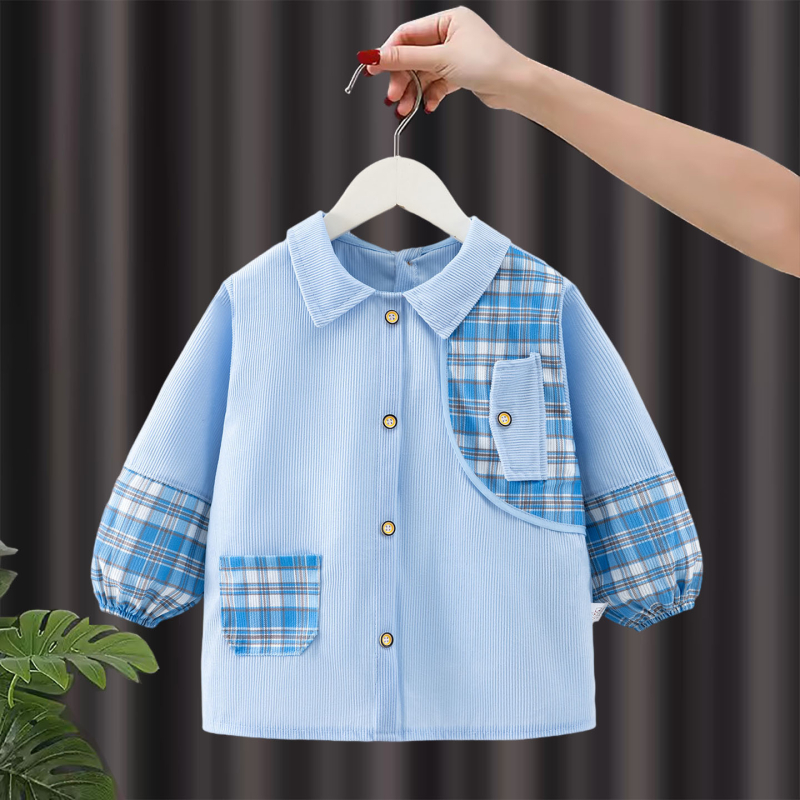 Atgriezenisks bērnu smoks ar garajām piedurknēm, ūdensizturīgs, režģa raksts, kristāla velūrs, poliesters, zēniem 1–3 gadi, Mammoth Xiaowai