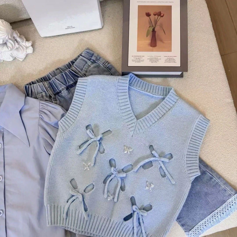 Meiteņu trīsdaļīgs rudens komplekts ar corduroy audumu un 50-70% trušu kažokādas, mīkstai apdarei, garas piedurknes, bez kapuces, zīdaiņiem 0-1 gadi