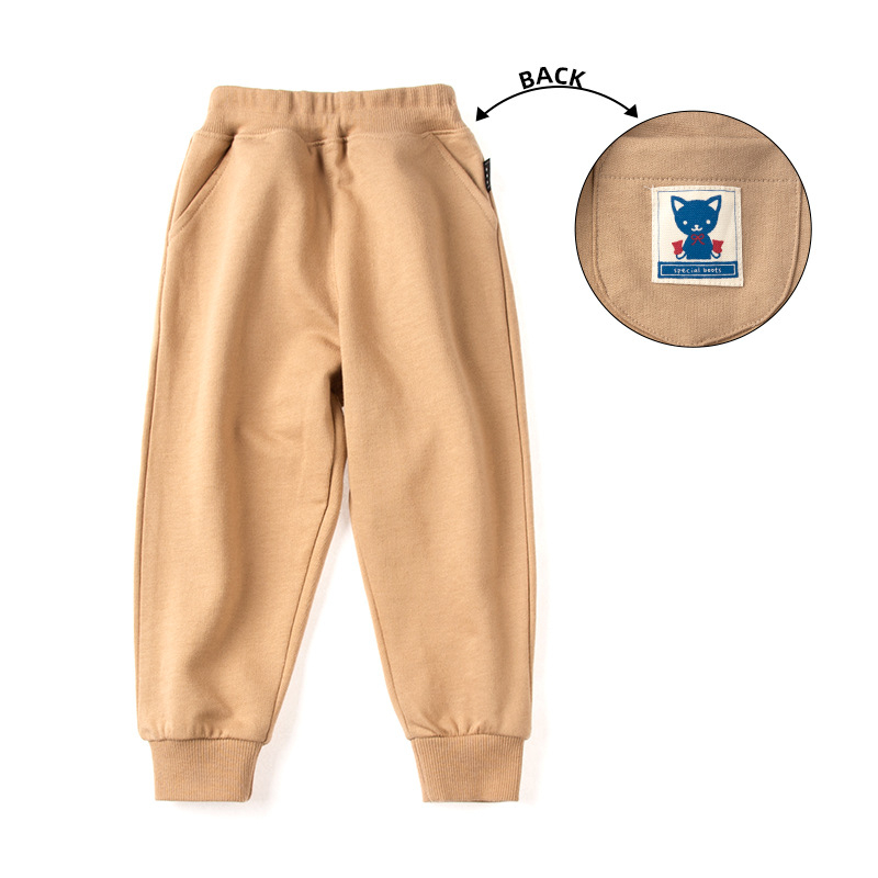 Bērnu kokvilnas terry sporta bikses – universāla, vidējā josta ar elastīgu gumiju, karikatūras raksts, 99% kokvilna, pavasaris un rudens