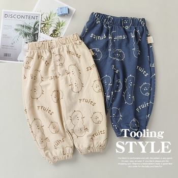 Bērnu bikses, karikatūras raksts, vidējā josta, gumijas josta (74% viskoze)